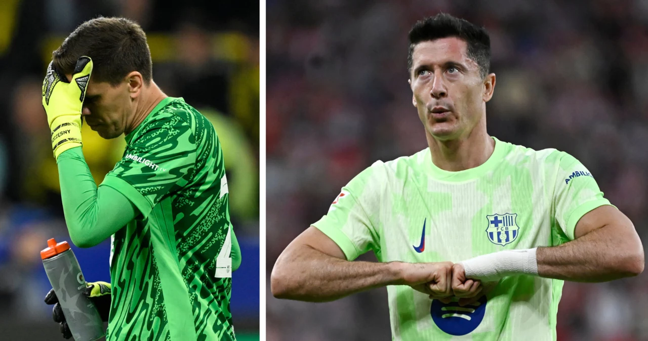 Wojciech Szczęsny i Robert Lewandowski - polscy piłkarze FC Barcelona