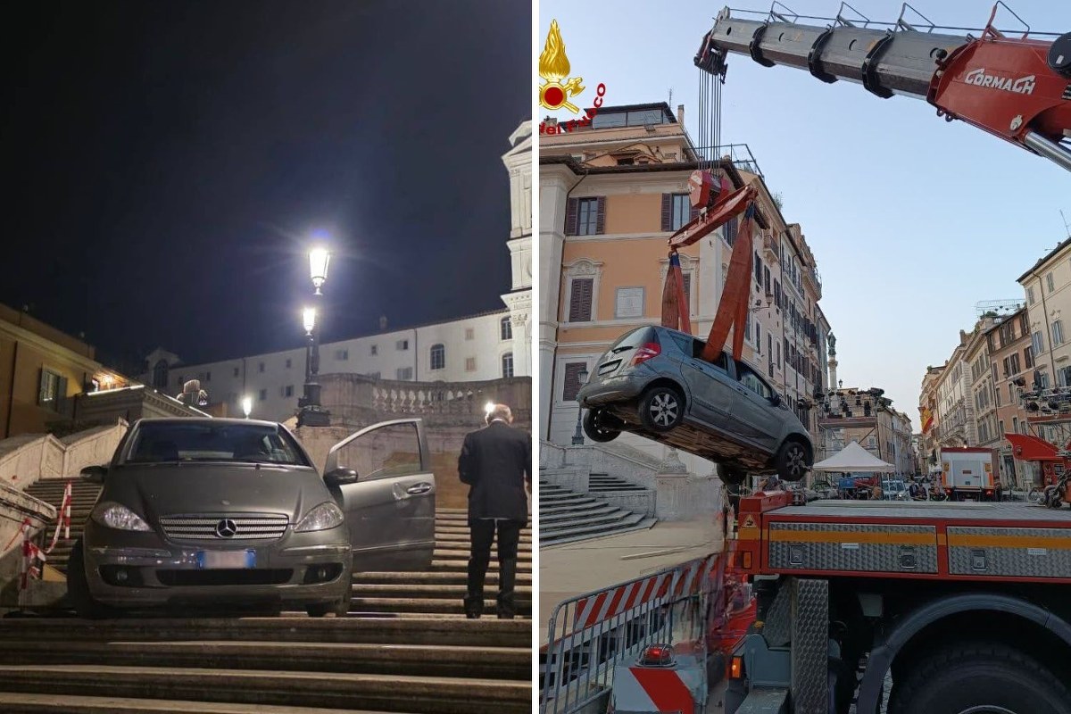 Szok w Rzymie. Wjechał autem na Schody Hiszpańskie