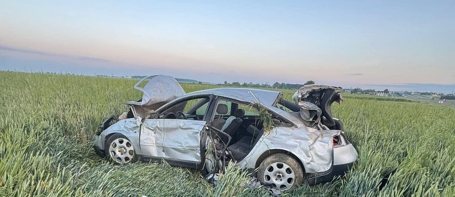 Absurdalna historia z Lubelszczyzny. Audi wypadło z drogi i dachowało, lądując w zbożu. Choć pojazd został doszczętnie zniszczony, to kierowcy nic poważnego się nie stało. Mało tego - 23-latek zadziwił policjantów swoim zachowaniem.