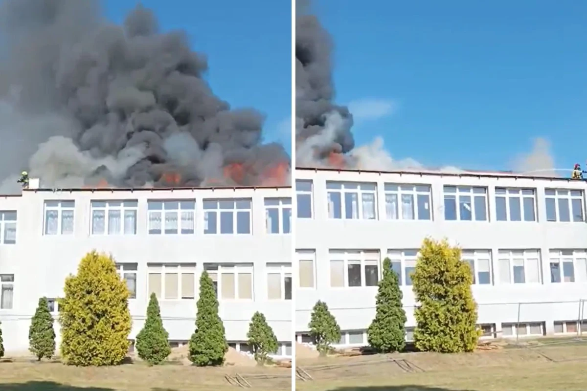 Duży pożar budynku szkoły podstawowej w Magnuszewie w powiecie kozienickim na Mazowszu. Informację o zdarzeniu dostaliśmy na Gorącą Linię RMF FM.