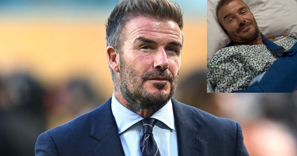 Radosny David Beckham pozdrawia ze szpitalnego łóżka. Wiadomo, co się stało