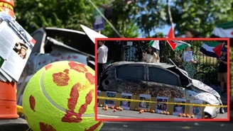 Wielki protest przy Wimbledonie. Spalony samochód, krew na piłkach