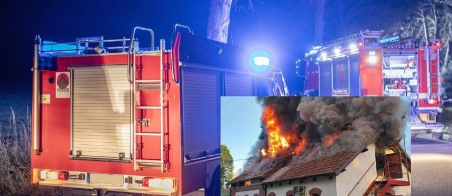 Pożar dachu restauracji w Więckowicach w powiecie tarnowskim (Małopolskie). Ogień wybuchł w sobotni wieczór, gdy w sali odbywało się wesele.