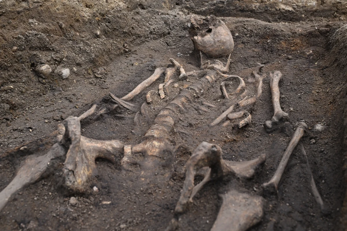 Archeolodzy w Gdańsku na początku lipca odkryli pochodzącą z XIII wieku wapienną płytą nagrobną z wizerunkiem rycerza. Teraz dokonali kolejnego zaskakującego odkrycia – pod płytą odnaleziono kompletny szkielet ludzki. Według wstępnych szacunków zmarły miał około 180 centymetrów wzrostu, co w tamtych czasach było ponadprzeciętnym wynikiem.