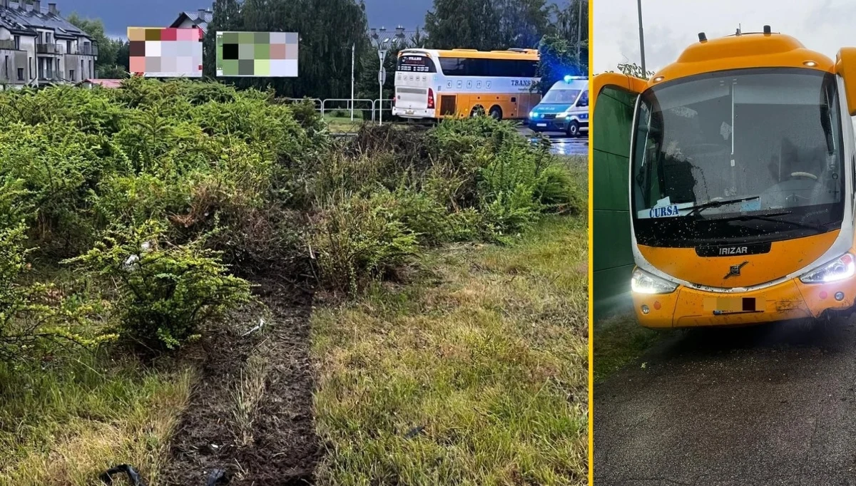 60 pasażerów było na pokładzie autokaru, który po kolizji przejechał przez środek Ronda Kuronia w Rzeszowie (województwo podkarpackie), a potem wjechał za ekrany akustyczne. Policja informuje, że nikt nie został poszkodowany. 