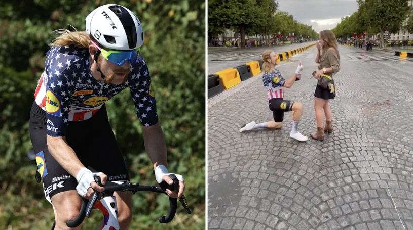 Ameriški kolesar se je po koncu Toura zaročil na Elizejskih poljanah