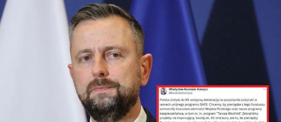 Polska złożyła do Komisji Europejskiej wstępną deklarację na pozyskanie pożyczki w ramach unijnego programu SAFE, o czym poinformował szef resortu obrony narodowej Władysław Kosiniak-Kamysz. "Zebraliśmy projekty na kwotę około 45 mld euro, ale ostateczny podział środków zależy od KE i ilości wniosków" - przekazał. 