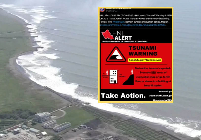Fale tsunami dotarły do Hawajów. Władze wzywają mieszkańców do ewakuacji