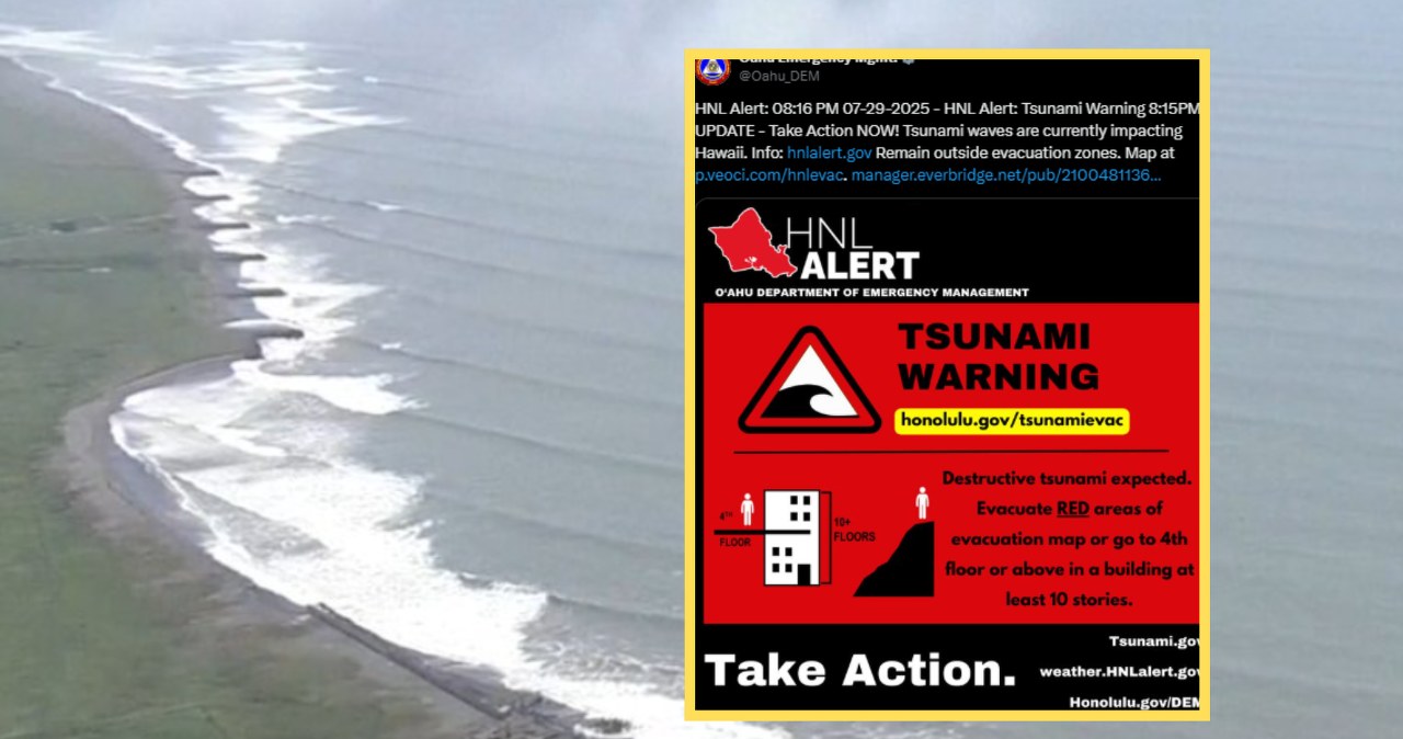 Fale tsunami dotarły do Hawajów. Władze wzywają mieszkańców do ewakuacji