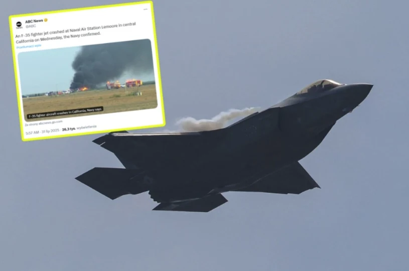 Katastrofa w bazie marynarki wojennej USA. Rozbił się myśliwiec F-35