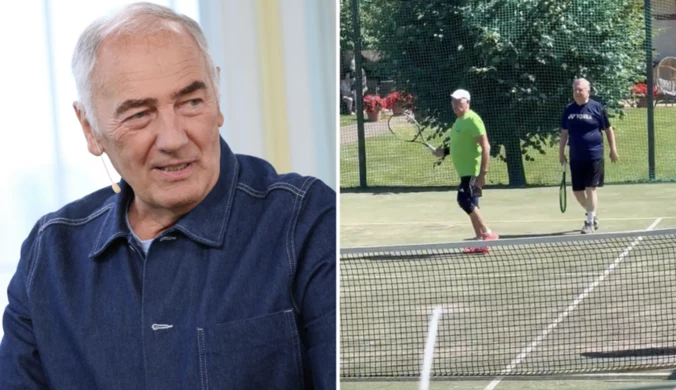 Karol Strasburger na tenisowym korcie. Zagrał ze znanym komentatorem