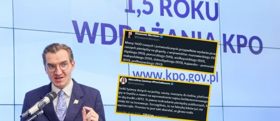 „To jawne rozkradanie pieniędzy publicznych, które miały iść na innowacje. Szczególnie, że na fabrykę leków już nie wystarczyło. Przecież to jest taki skandal, że głowa mała” – pisze na platformie X posłanka Razem Marcelina Zawisza o internetowej burzy wokół wydatkowania środków z Krajowego Planu Odbudowy. Internauci od rana sprawdzają, na co przyznano dotacje. Z rządowych stron wynika, że na łodzie, solaria czy ekspresy do kawy. Po wybuchu skandalu konferencję zwołało Ministerstwo Funduszy i Polityki Regionalnej. 