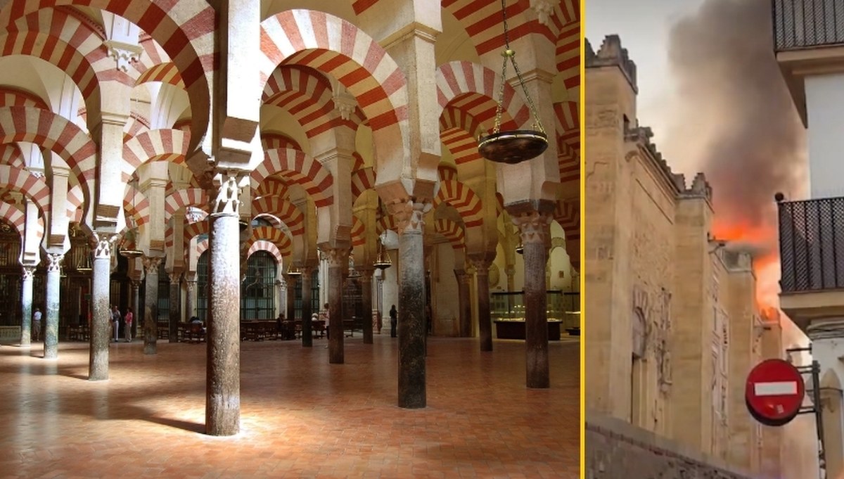 Płomienie na dachu słynnego kościoła-meczetu. Jest na liście UNESCO