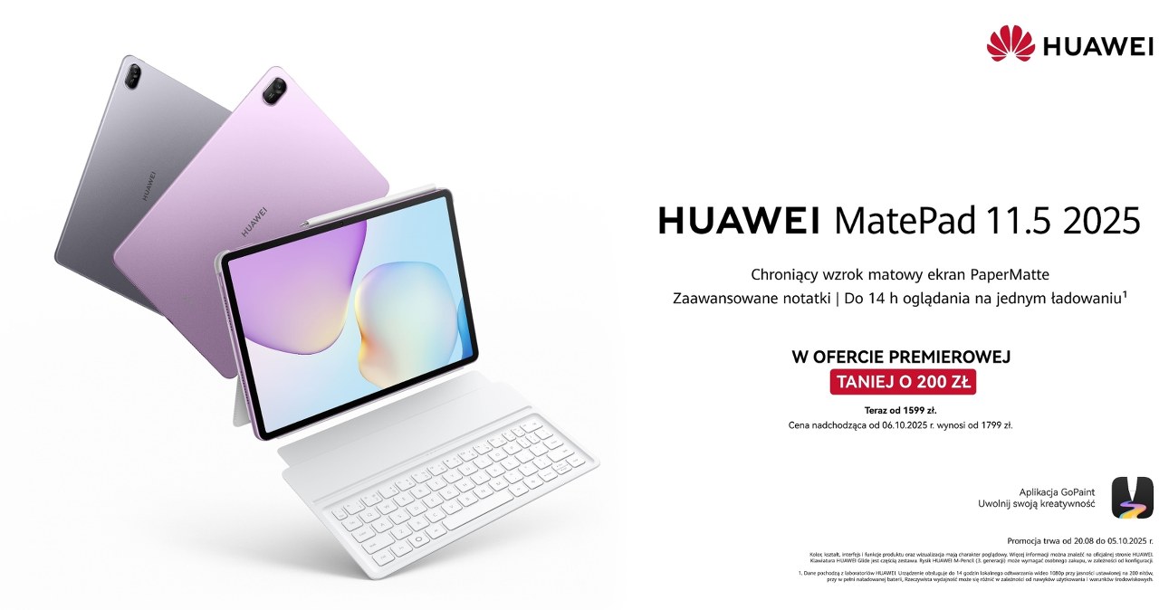 Rodzinny tablet z matowym ekranem - HUAWEI MatePad 11.5 2025 debiutuje w Polsce!