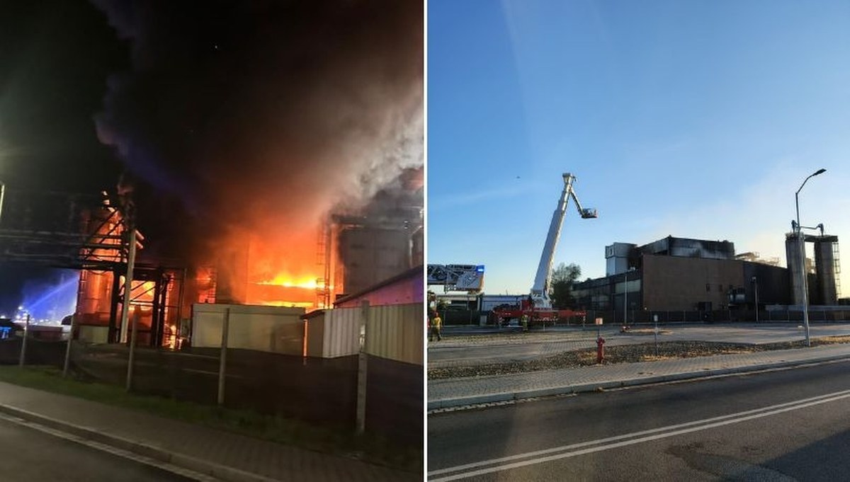 Pożar w zakładzie obróbki opon. RCB wydało alert, wojewoda uspokaja