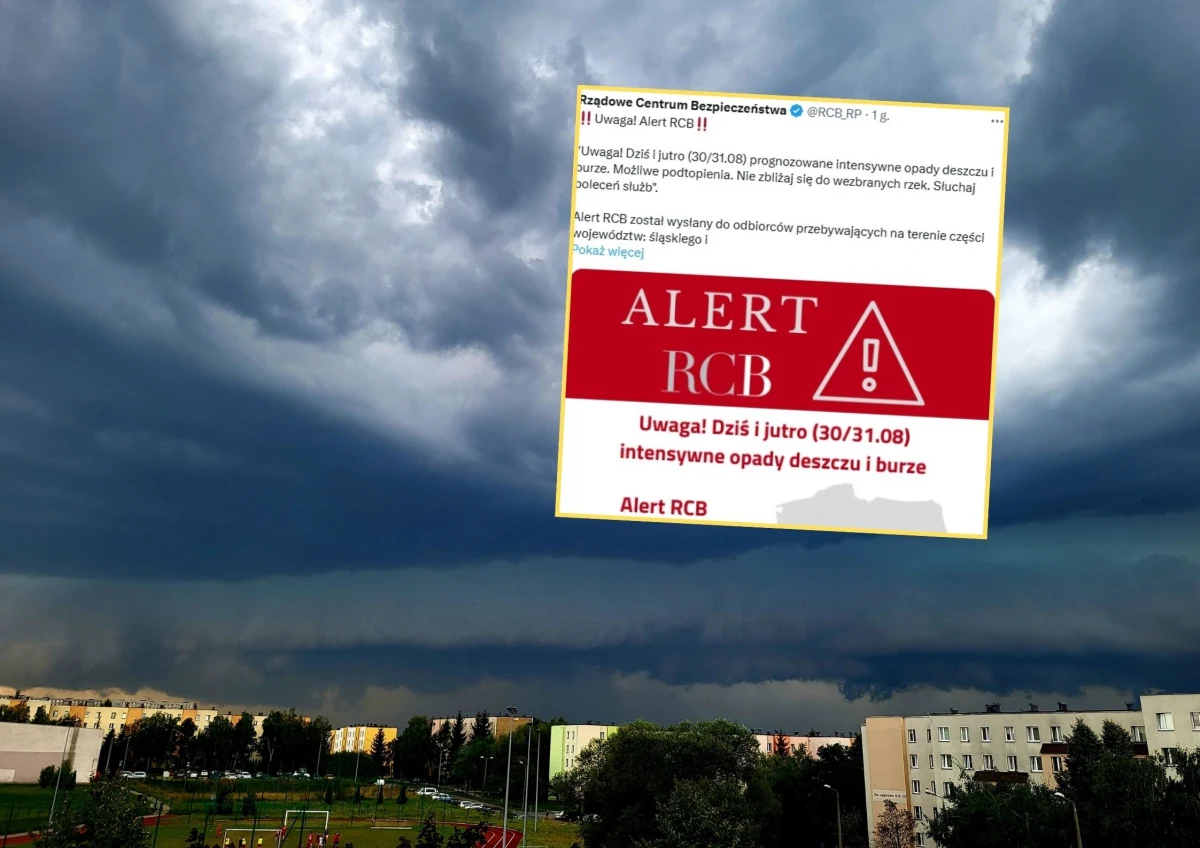 Rządowe Centrum Bezpieczeństwa ostrzega przed burzami i intensywnymi opadami deszczu w części woj. małopolskiego i śląskiego. Pojawiają się również ostrzeżenia przed upałami i gęstą mgłą ograniczającą widzialność do około 100 metrów.