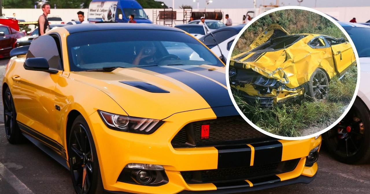 Ford Mustang dachował i stanął w ogniu. W środku nietrzeźwy 35-latek