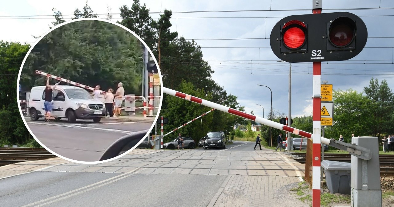 Wysiadła z auta i próbowała podnieść rogatkę. Niebezpieczne nagranie z Puszczykowa