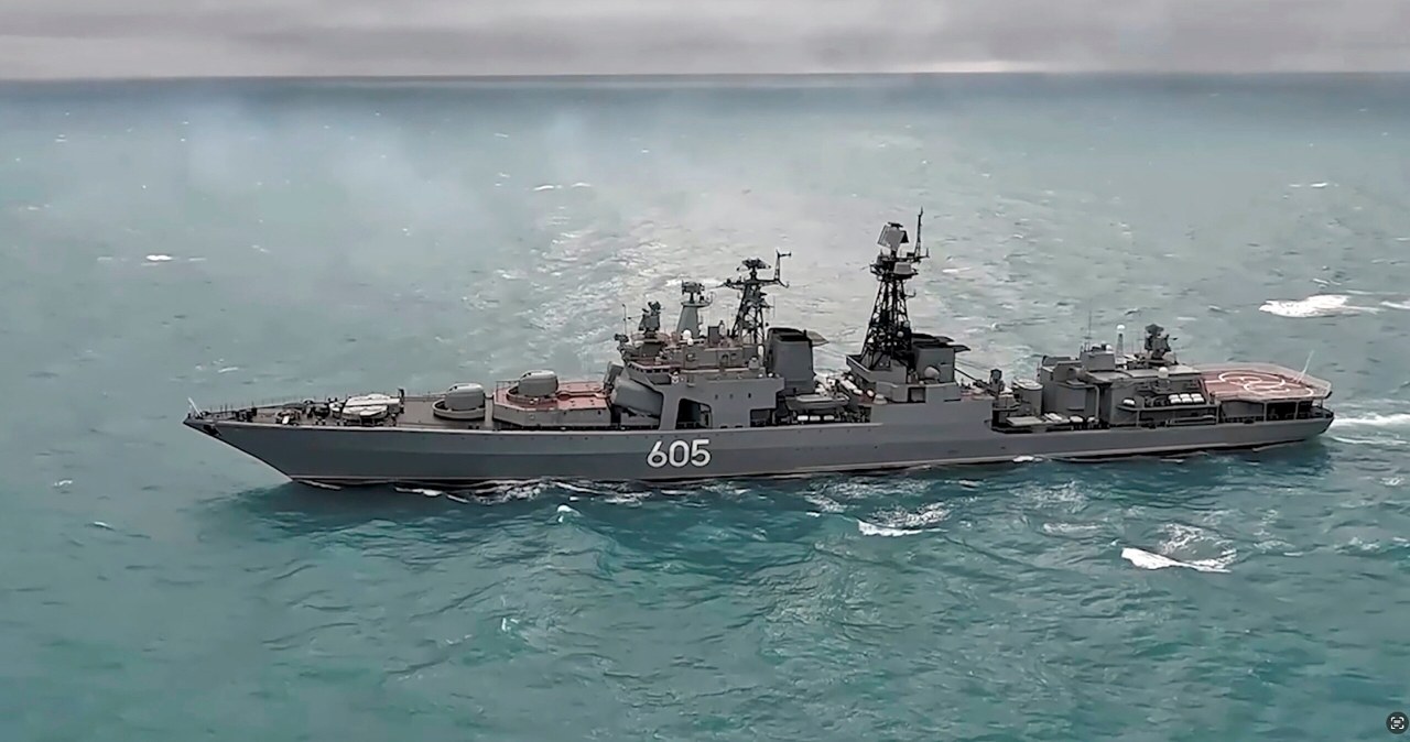 Russian ships in the Baltic Sea. Fleet in action