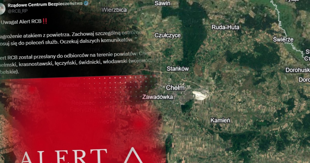 wiadomości,aktualności,Interia Alert RCB dla kilku powiatów w Lubelskiem. 