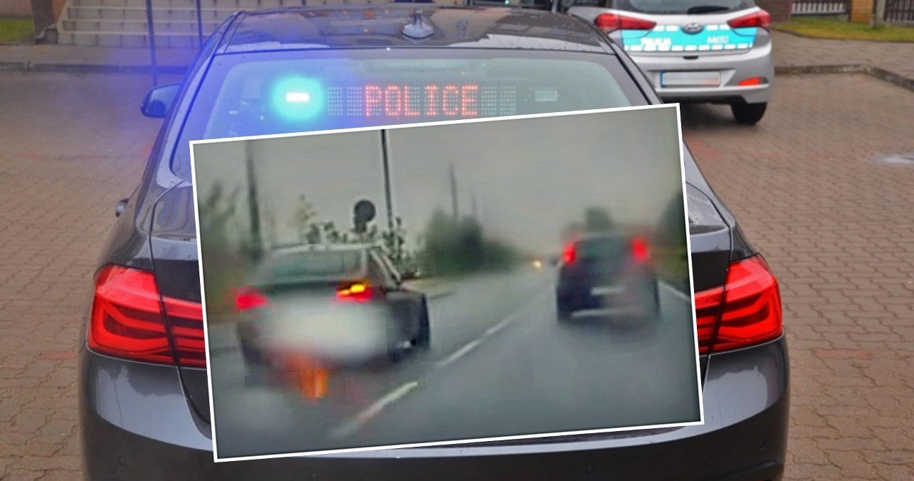 Radiowóz pędził w deszczu i wyprzedzał na przejściu. Jest reakcja policji