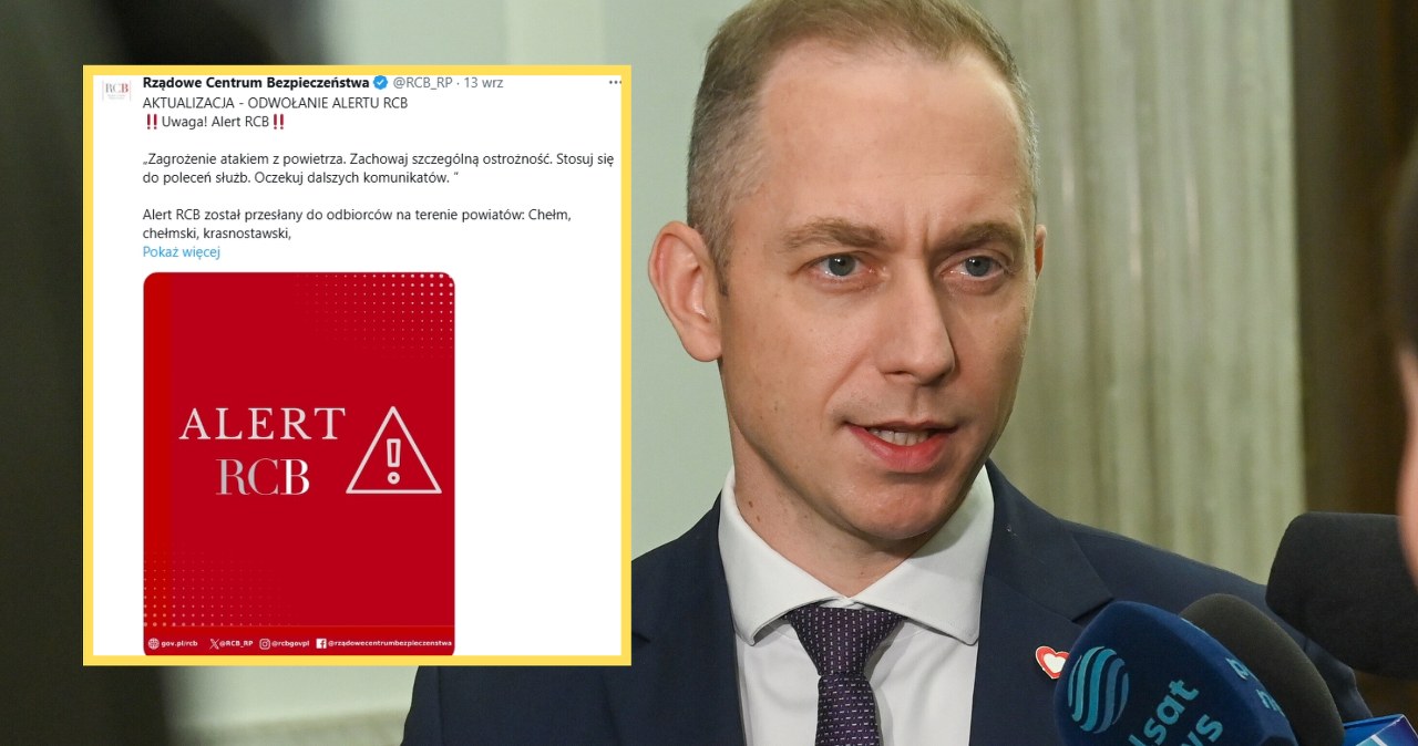 Alert RCB dla kilku powiatów w Lubelskiem. Tomczyk tłumaczy: Był prawidłowy