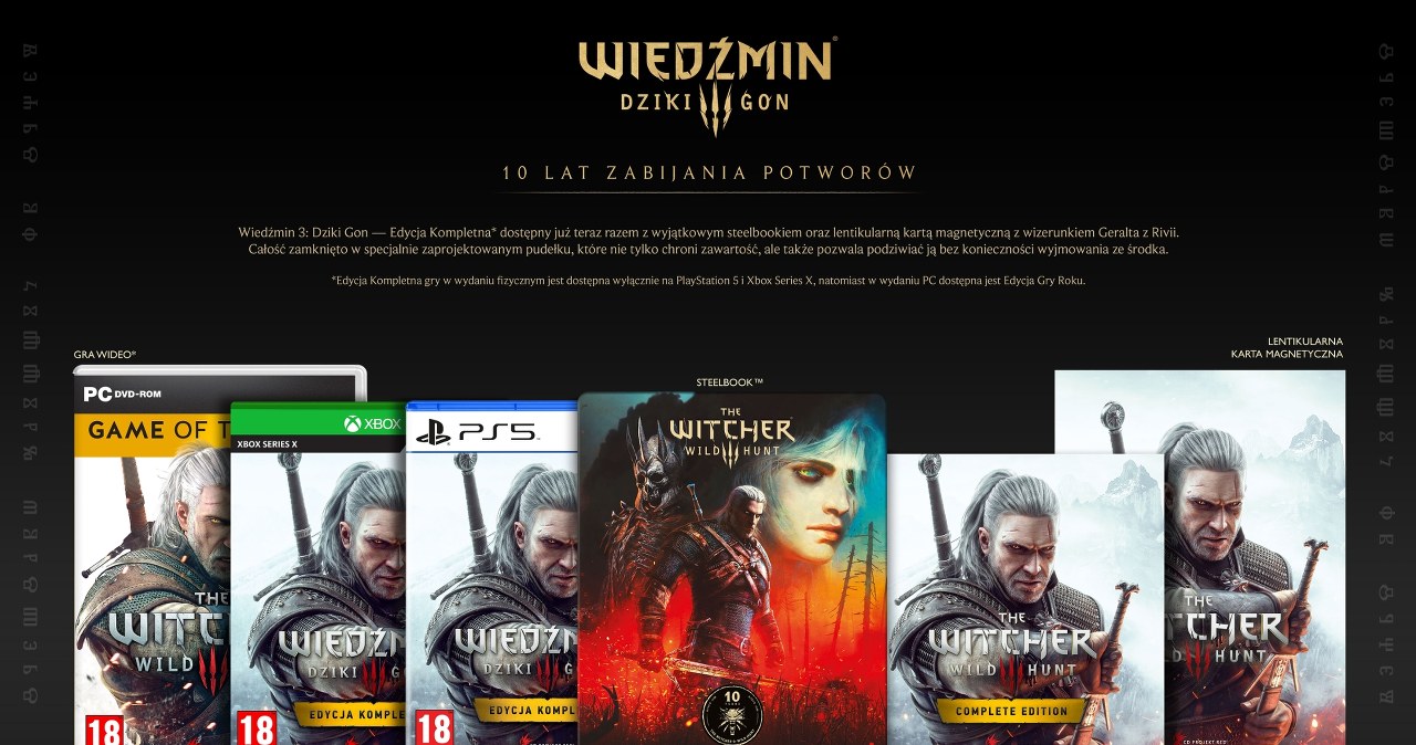 Wiedźmin 3: Dziki Gon w wydaniach ze steelbookiem na 10-lecie gry!