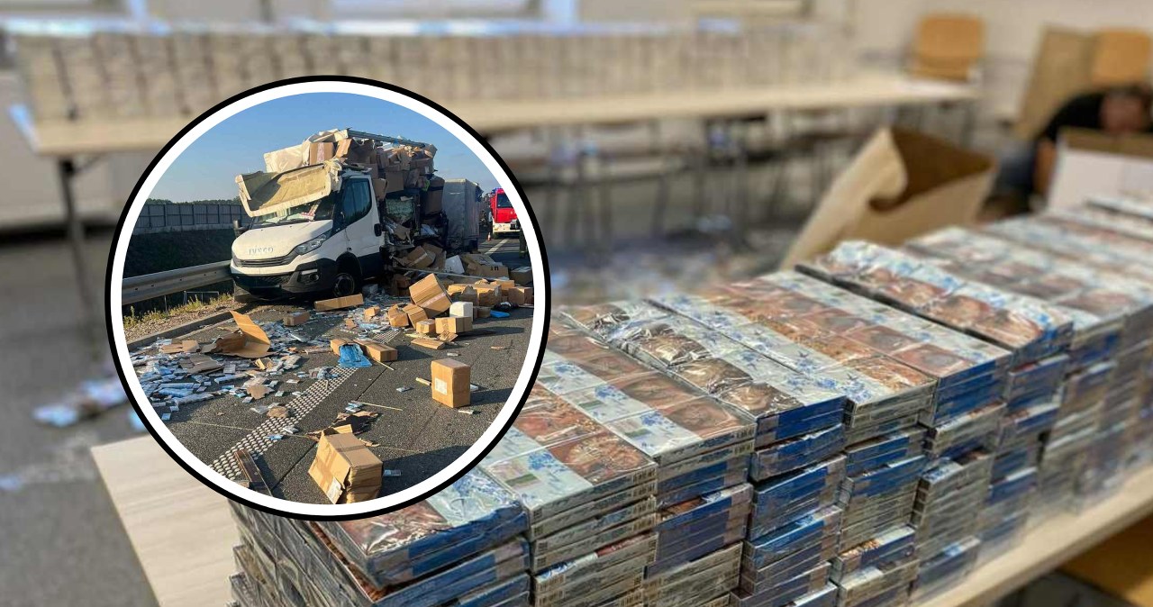 Ponad milion papierosów na S61. Kontrabanda wpadła po kolizji