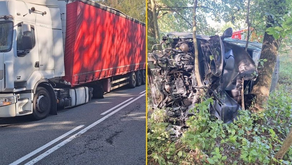 To cud, iż nikt nie zginął. Z ciężarówki odpadło koło i uderzyło w auto