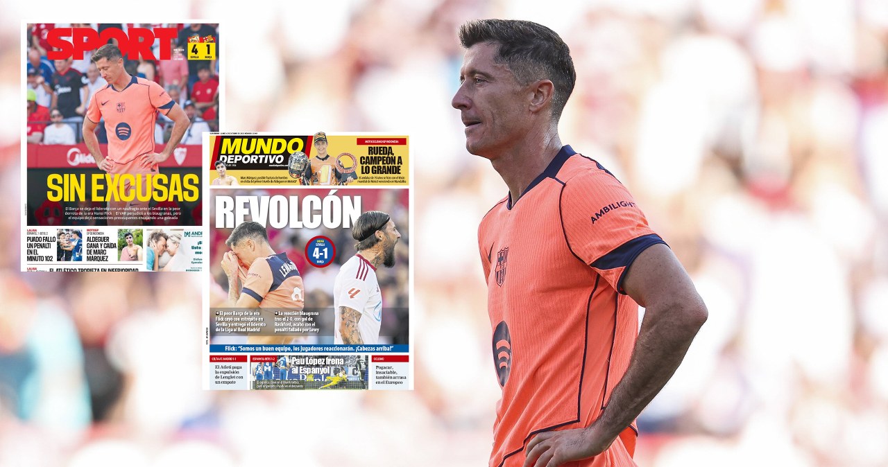 wiadomości,aktualności,Interia Klęska Barcelony, Lewandowski w centrum uwagi. Hiszpańskie media bezlitosne