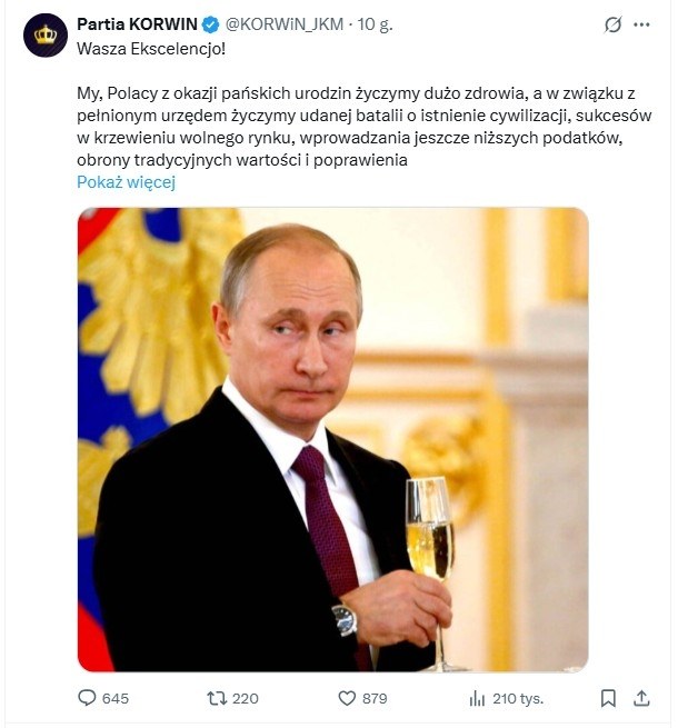 /Screen z platformy X - z oficjalnego profilu partii KORWIN /