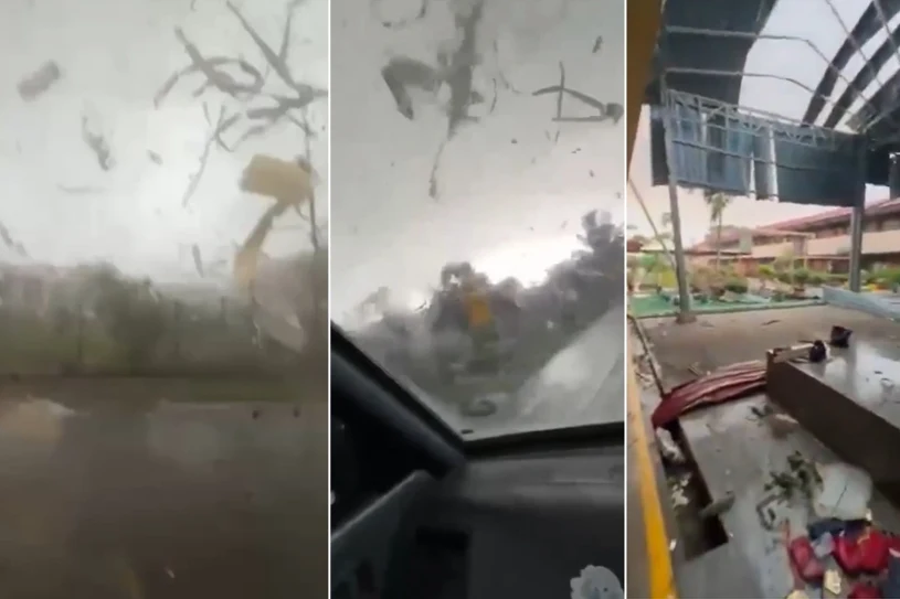Tornado przeszło przez azjatyckie miasto. Wszystko nagrali z wnętrza auta