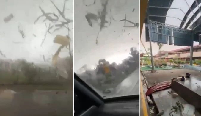 Tornado przeszło przez azjatyckie miasto. Wszystko nagrali z wnętrza auta