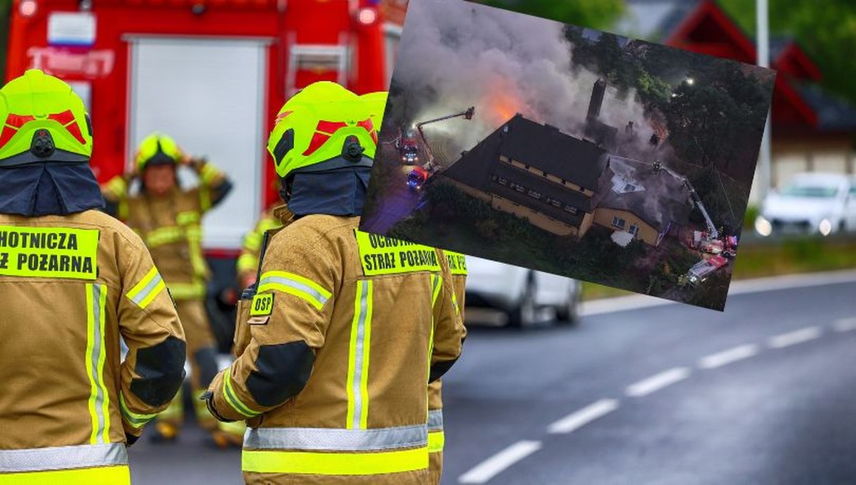 Pożar hotelu na Mazowszu. Z ogniem walczy ponad stu strażaków