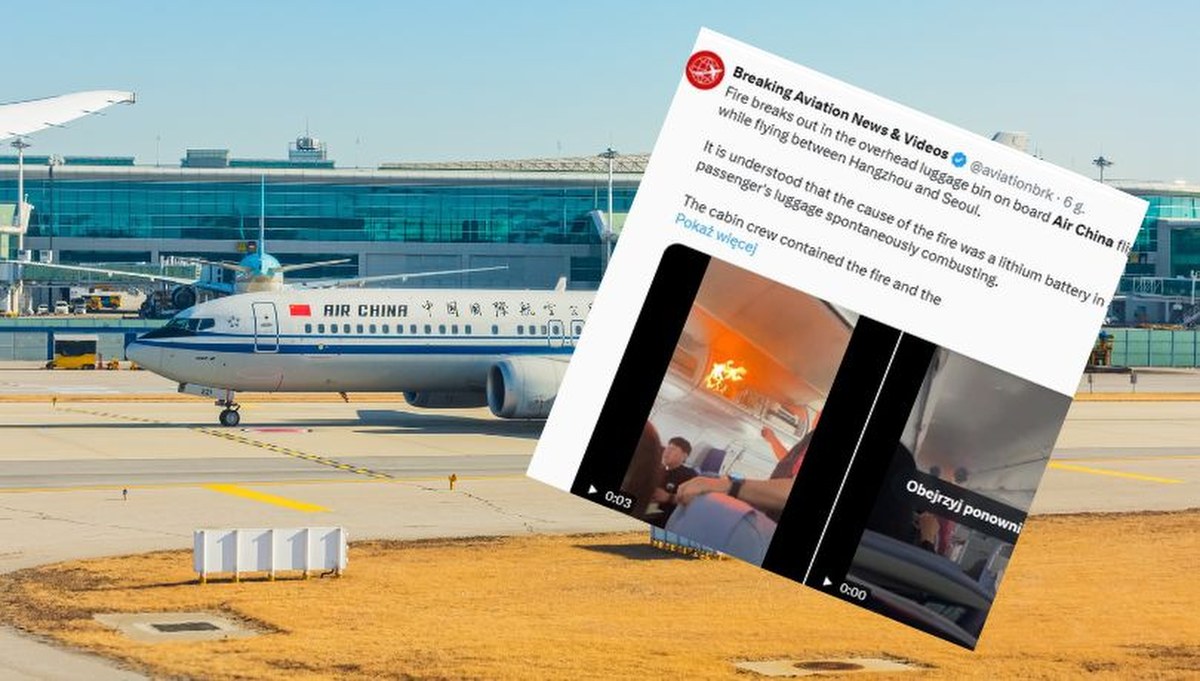 Awaryjne lądowanie samolotu. W luku na bagaż podręczny zapaliła się bateria litowa