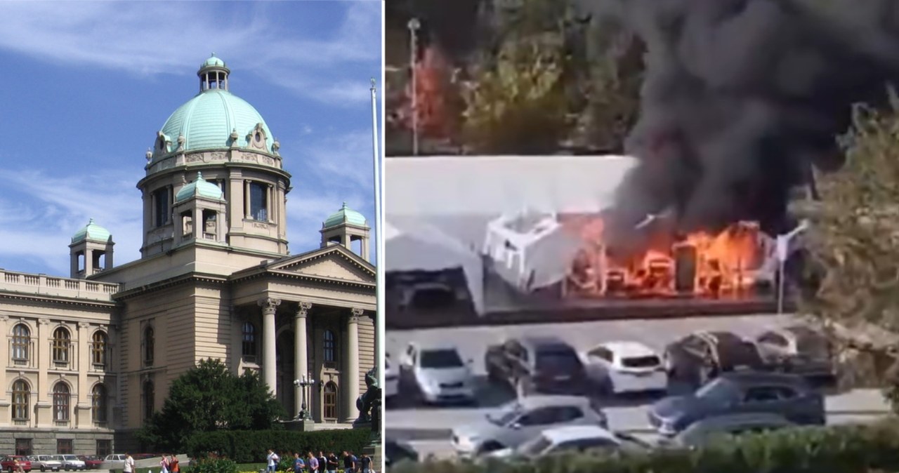 wiadomości,aktualności,Interia Serbia wstrząśnięta kolejnymi protestami. Strzały i pożar przed budynkiem parlamentu
