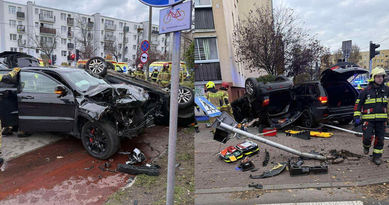 wiadomości,aktualności,Interia Samochód dachował na skrzyżowaniu. Dziewięć osób rannych w wyniku groźnego wypadku