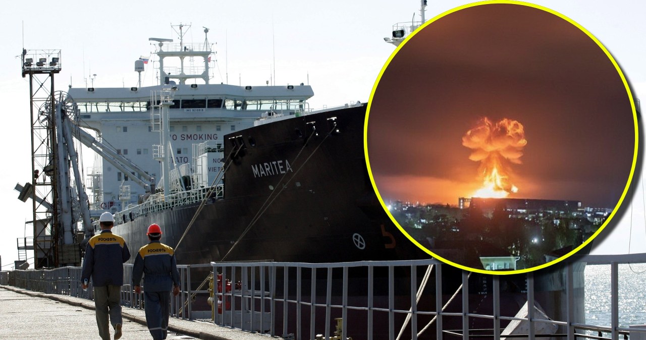 wiadomości,aktualności,Interia Atak dronów na rosyjski terminal naftowy w porcie Tuapse. Wybuchł pożar na tankowcu