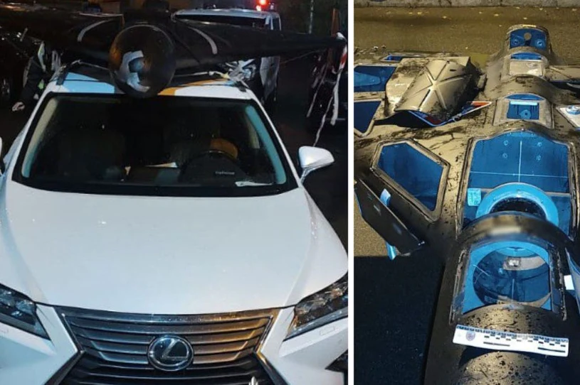 Przewoził rosyjski dron na dachu samochodu. Kierowca zatrzymany w Kijowie