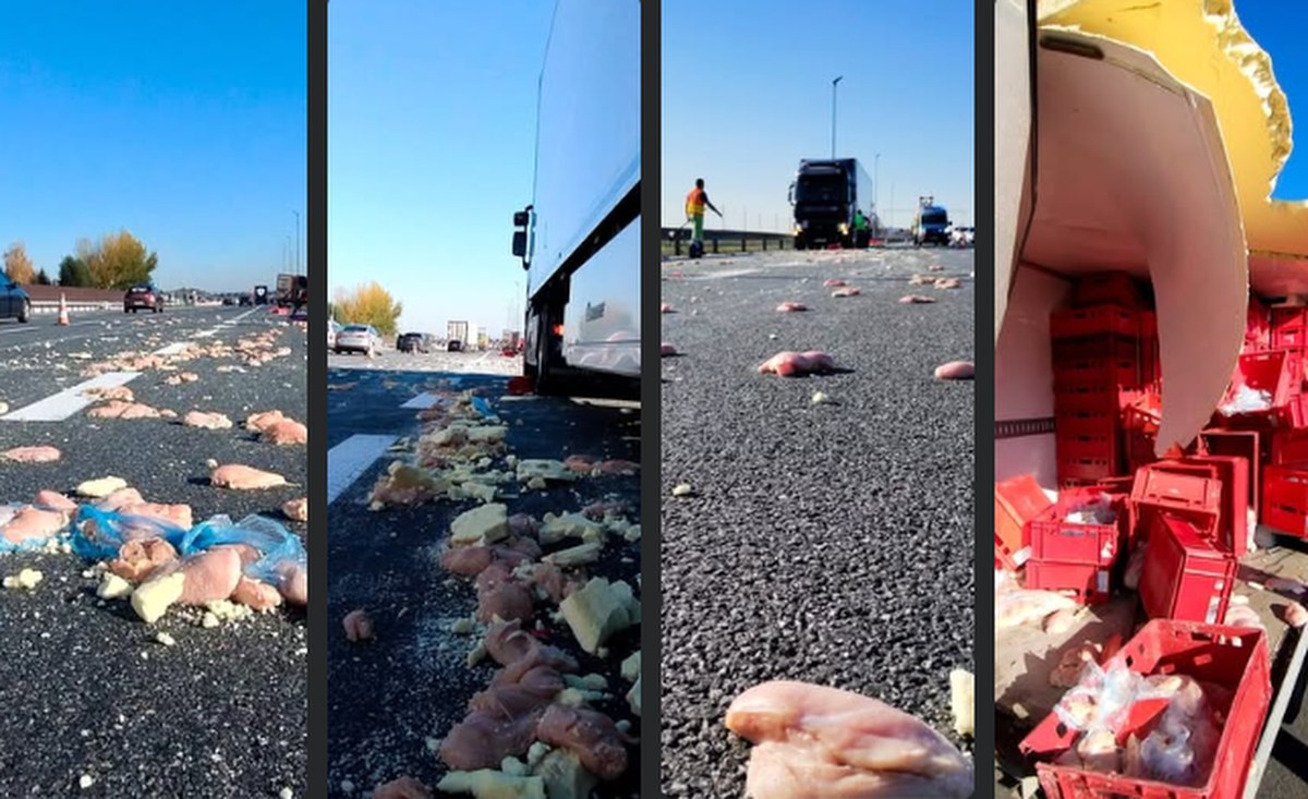 Mrożone mięso na autostradzie. Nietypowa kolizja pod Balicami