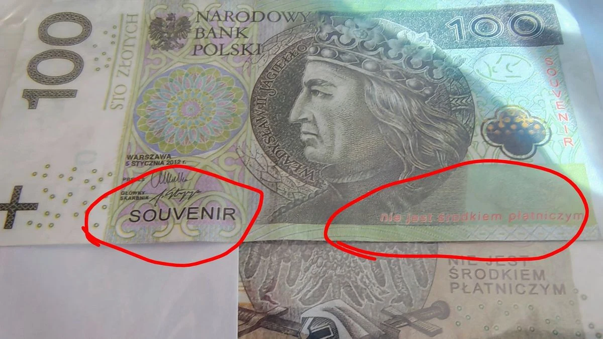 Banknotami z napisem "souvenir" zapłacił na stacji paliw w powiecie łęczyckim (woj. łódzkie) młody mężczyzna. Użycie podrobionych pieniędzy było przyczyną jego zatrzymania przez policję. 19-latek powiedział policjantom, że fałszywki dostał w prezencie od przypadkowego poznanego mężczyzny. Teraz grozi mu kara 8 lat więzienia.