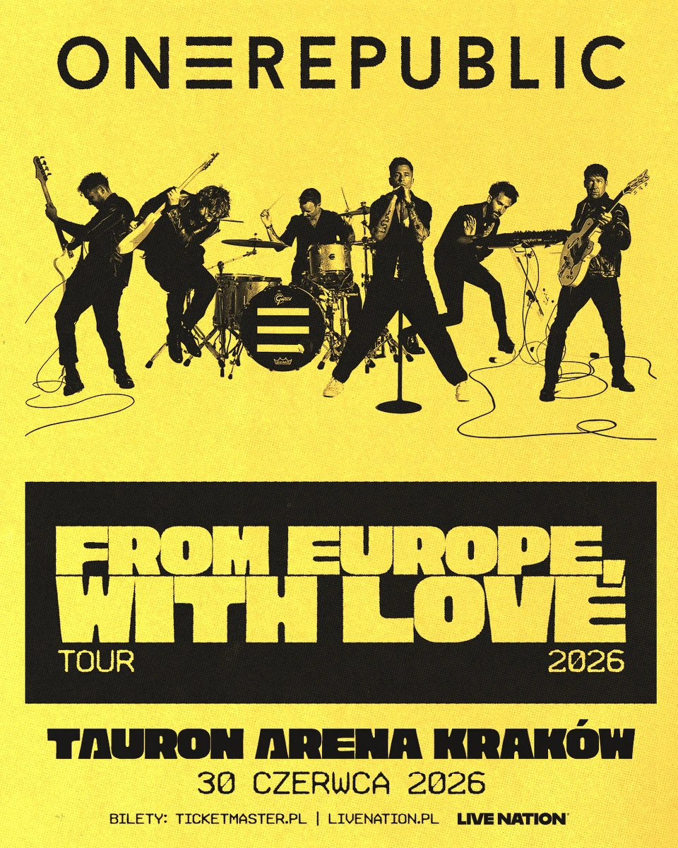 ​Po wielkim sukcesie trasy "Escape to Europe Tour 2025" i wyprzedanym koncercie w Łodzi nominowany do GRAMMY zespół OneRepublic zapowiedział nową trasę - "From EuropeWith Love" 2026, która obejmuje także koncert w Polsce!