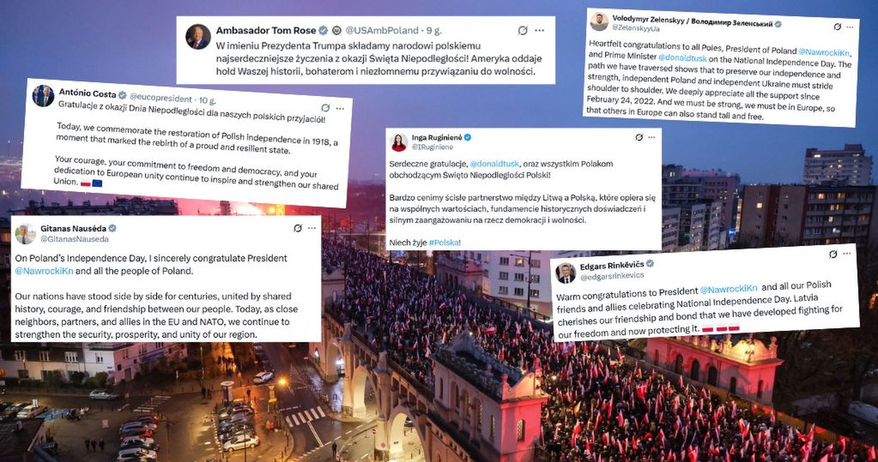 Polska świętuje Dzień Niepodległości. Życzenia płyną z całego świata