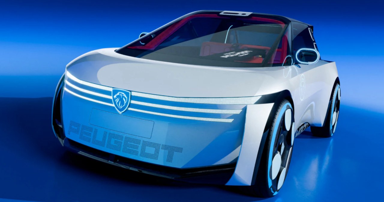 Peugeot Polygon Concept. W środku prostokątna kierownica i zero ekranów