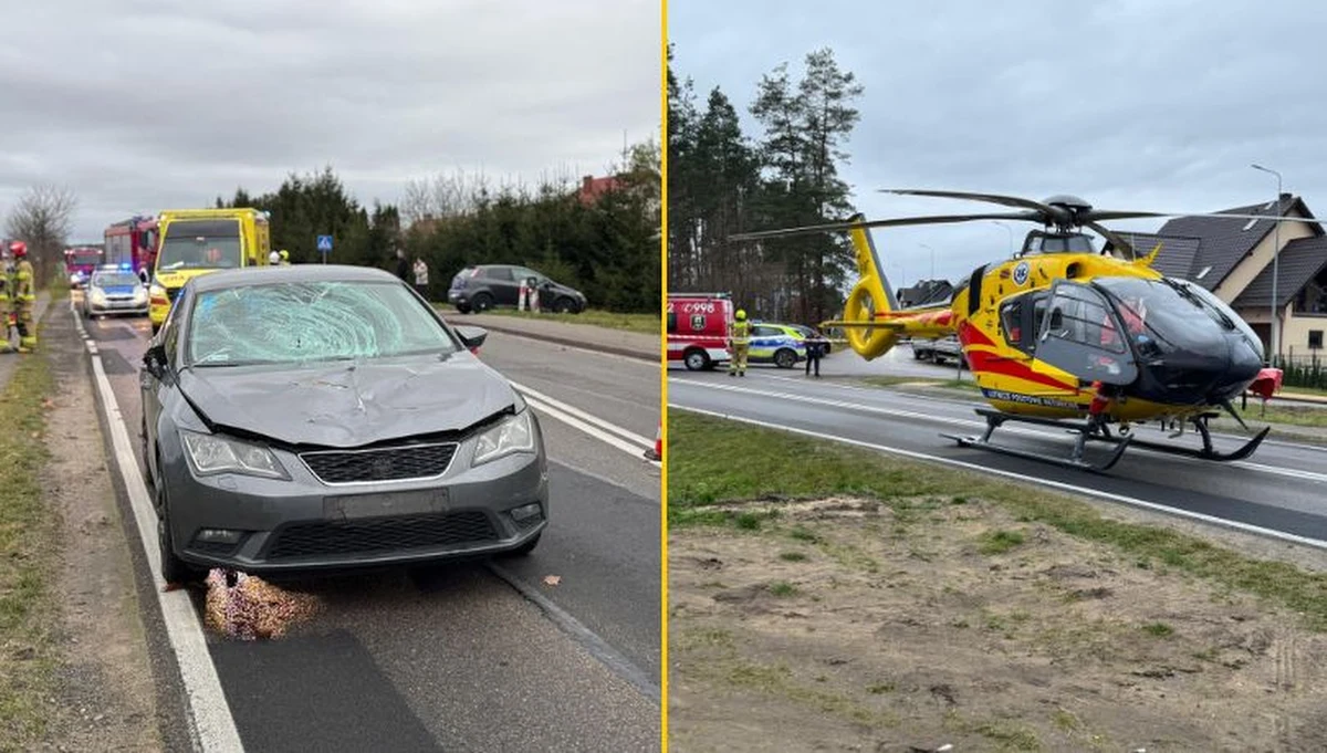 Do groźnego wypadku doszło w Lipnicy w województwie pomorskim. Prowadząca seata kobieta uderzyła w dwie 15-latki. Dziewczynki były na przejściu dla pieszych. Jedną z nich śmigłowiec LPR przetransportował do szpitala.
