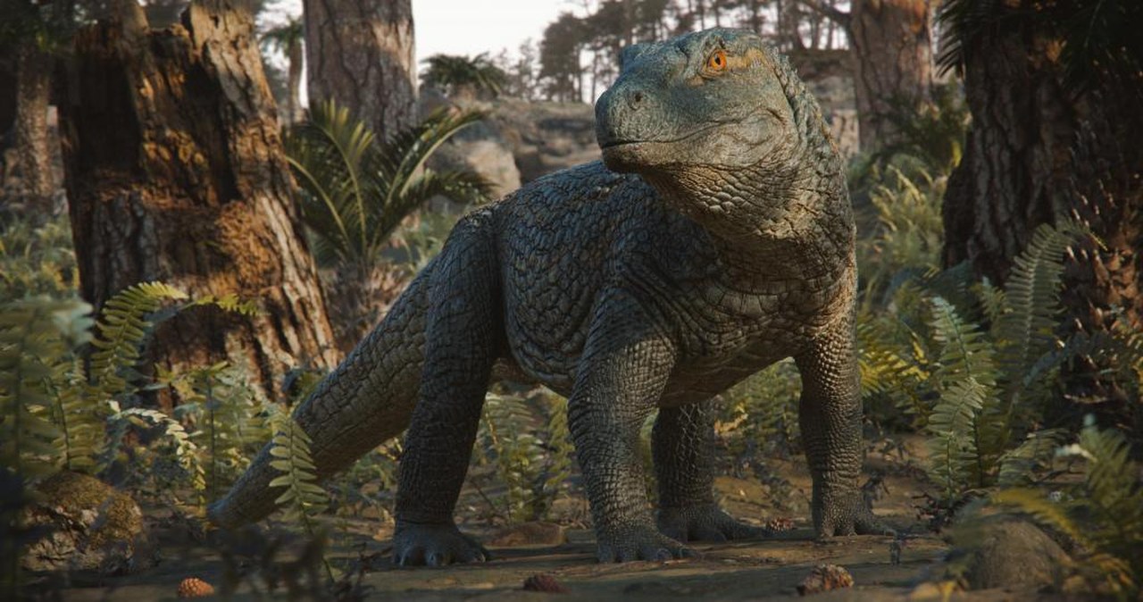 Dwumetrowy pancerny gad znaleziony w Brazylii. Paszczę ma ogromną