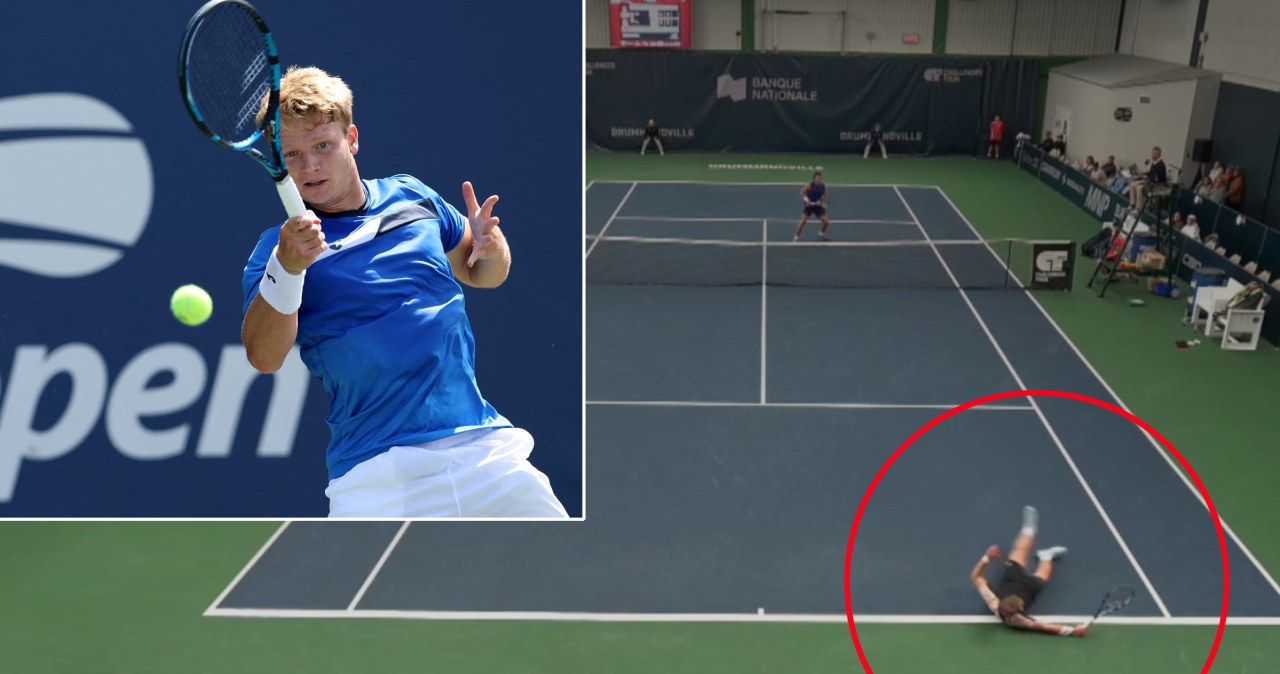 Końcówka meczu o półfinał ATP, Polak padł na plecy. 5 minut później "1" za burtą