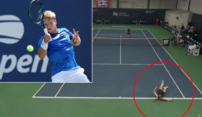 Końcówka meczu o półfinał ATP, Polak padł na plecy. 5 minut później "1" za burtą