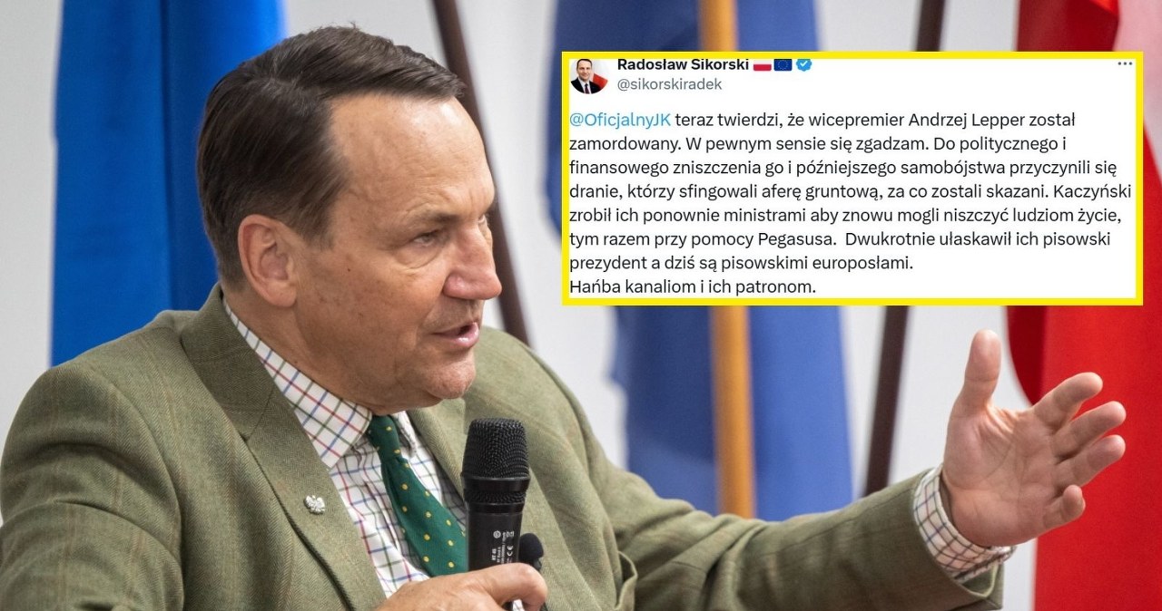 Sikorski reaguje na słowa Kaczyńskiego. "Hańba kanaliom i ich patronom"