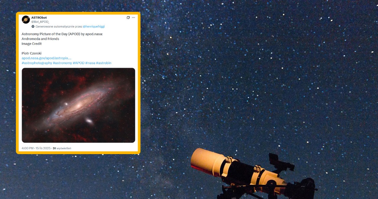 Zdjęcie Polaka zachwyciło NASA. Przedstawia Galaktykę Andromedy